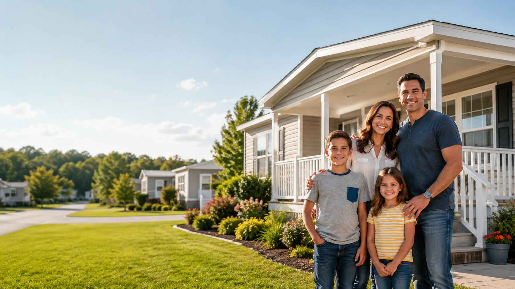 Kalamazoo family outside their manufactured home community